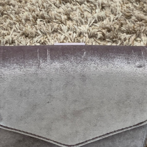 Anthropologie Lilac Gray Velvet Flap Bag with Tortoiseshell Handle - Picture 4 of 9